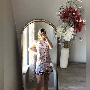 Summer dress lace up floral high neck